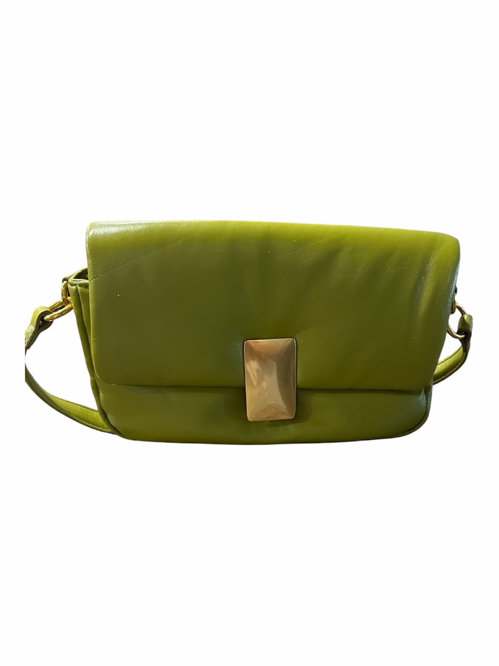 M&S Green Leather Crossbody Bag Gold colored Hardware